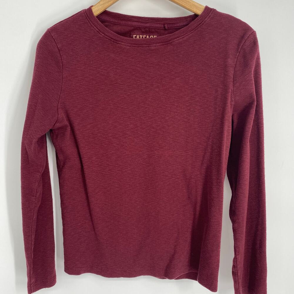 Fat Face Top Womens 10 Maroon Rib Knit Fall Traditional NormCore Staple Wardrobe